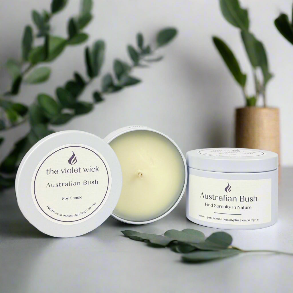 Australian Bush White tin candle from The Violet Wick