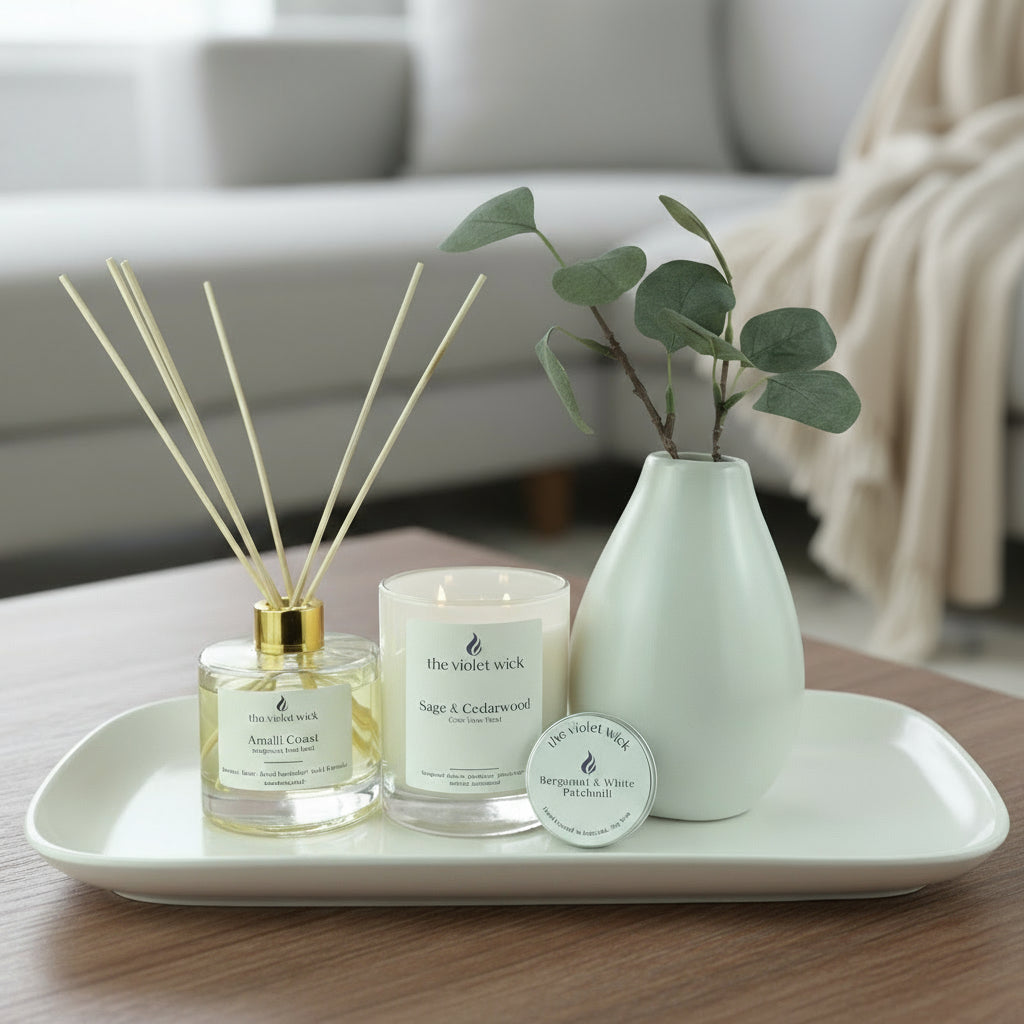 Reed Diffuser, Soy Candle and tealight by The Violet Wick