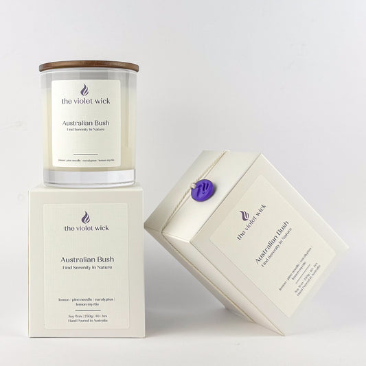 Australian Bush soy candle by The Violet Wick on white background