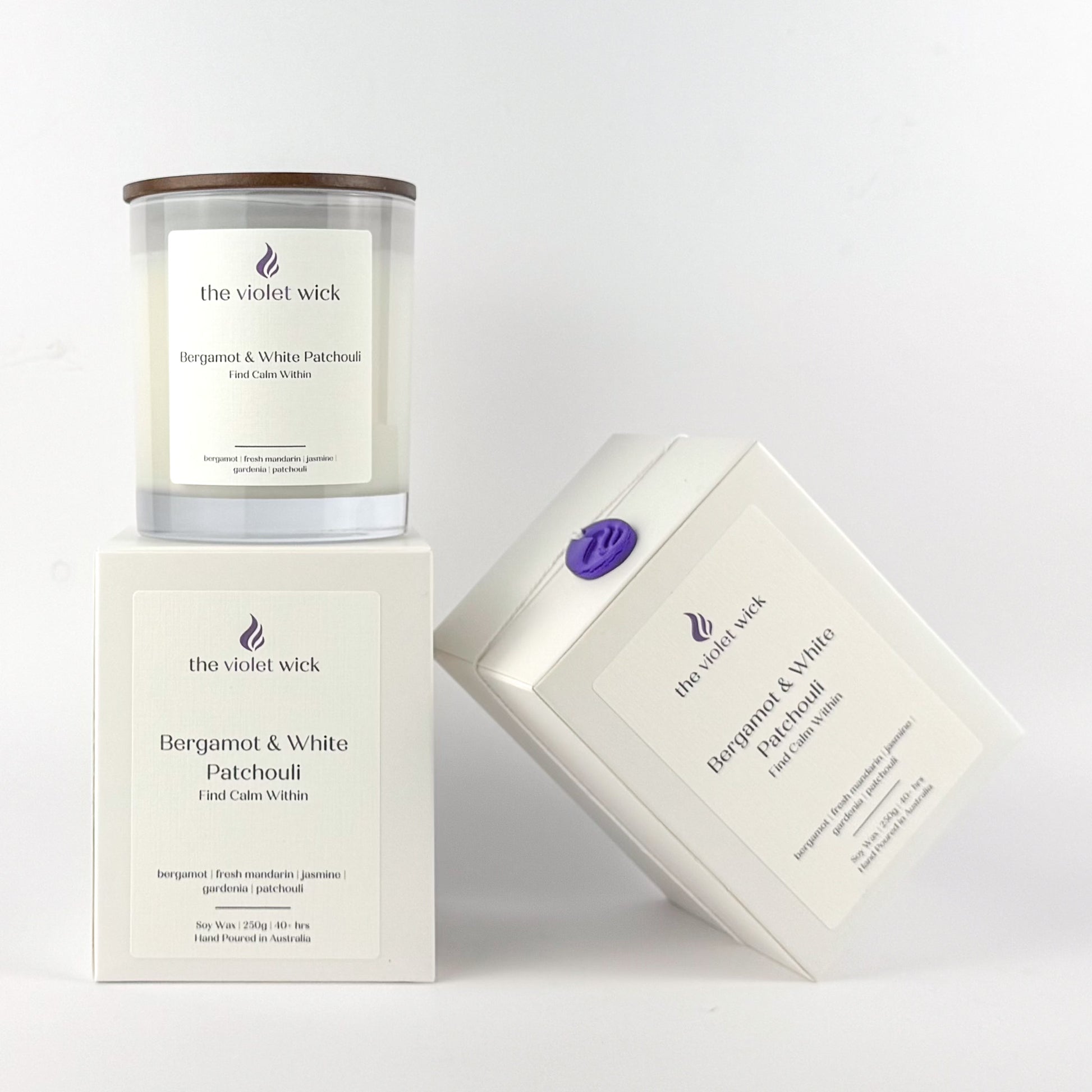 Bergamot & White Patchouli Soy Candle | bergamot, fresh mandarin, jasmine, gardenia & patchouli