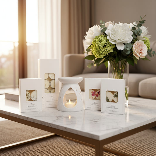 Botanical Soy Wax Melt Set on coffee table by The Violet Wick