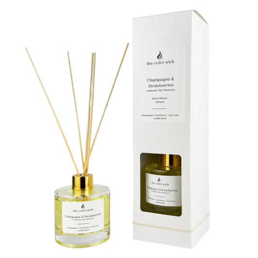 Champagne & Strawberries Reed Diffuser from The Violet Wick