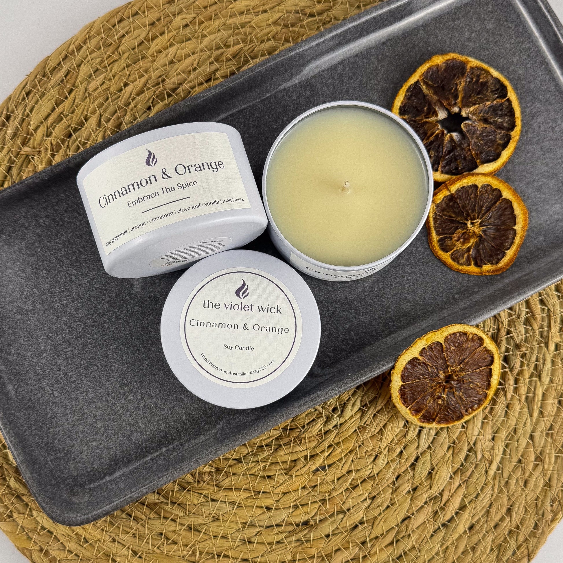 Cinnamon & Orange Soy Candle - White Tin