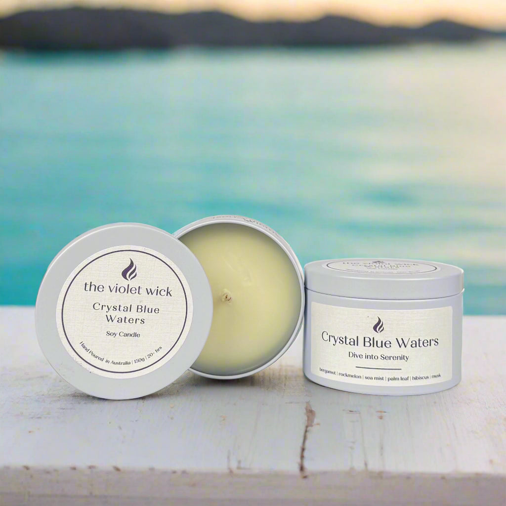 Crystal Blue Waters Soy Candle - White Tin