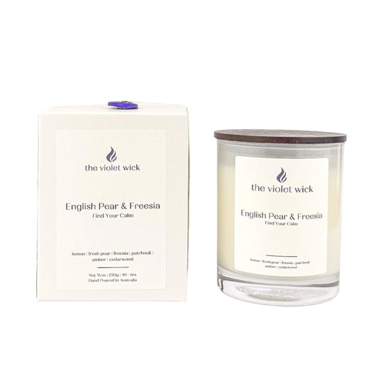 English Pear & Freesia soy candle from The Violet Wick