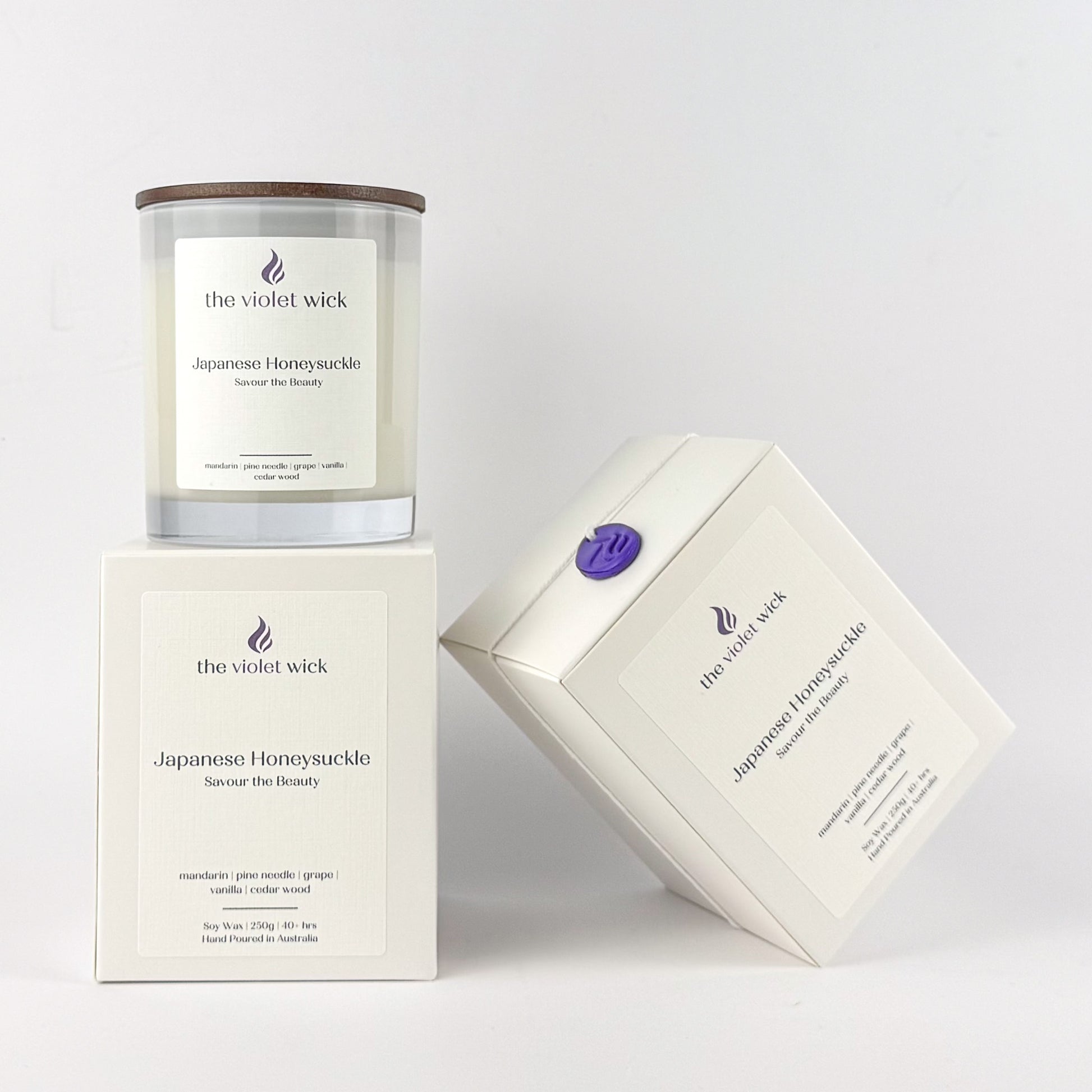 Japanese Honeysuckle Soy Candle | mandarin, pine needle, grape, vanilla, jasmine & cedar Wood