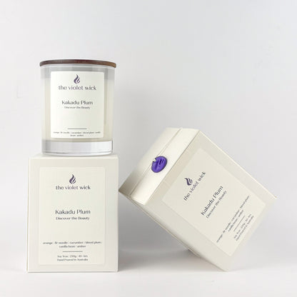 Kakadu Plum soy candle by The Violet Wick on white background