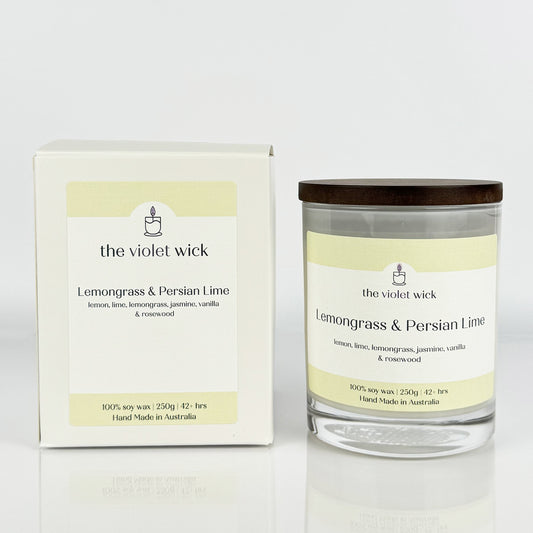 Lemongrass & Persian Lime Soy Candle from The Violet Wick