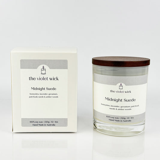 Midnight Suede Soy Candle from The Violet Wick