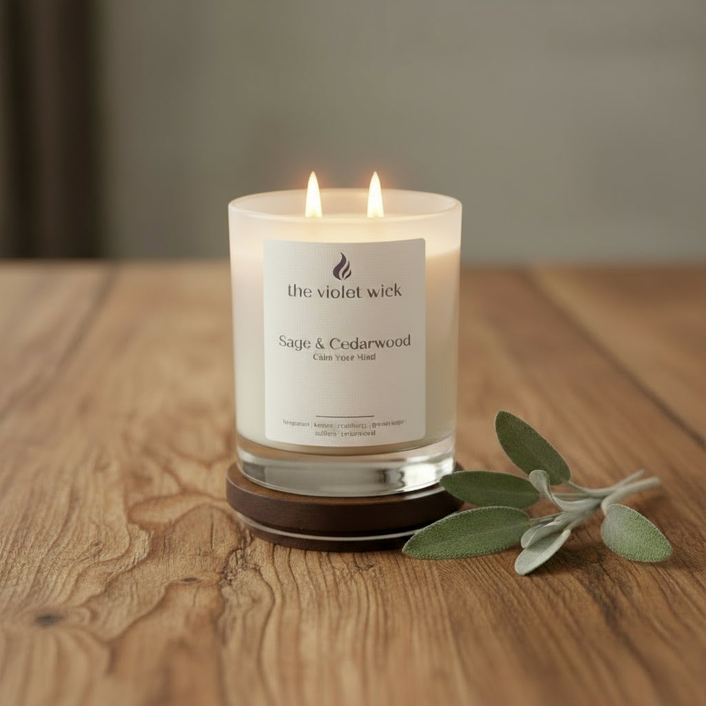Sage & Cedarwood Soy Candle | bergamot, lemon, cranberry, green sage, saffron & cedarwood