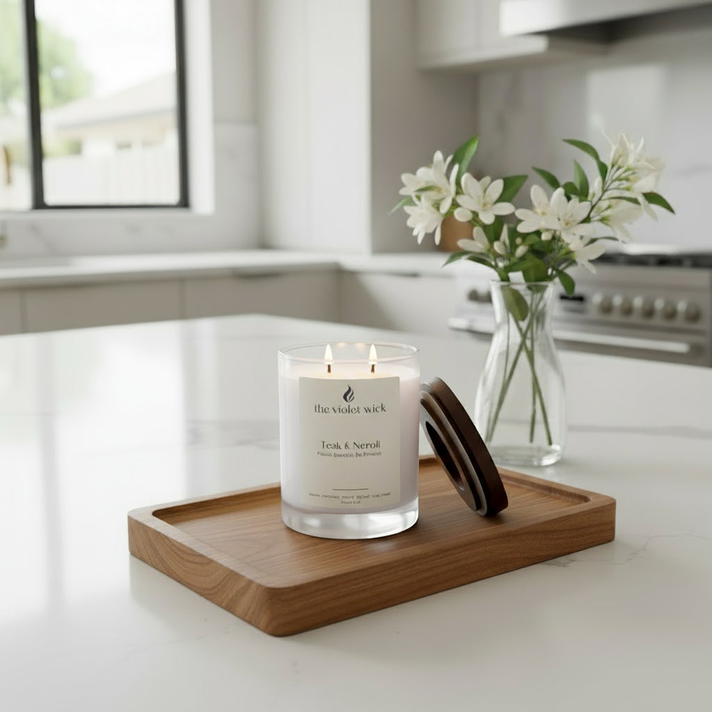 Teak & Neroli Soy Candle | lemon, rosemary, neroli, fig leaf, teak wood & cedar leaf