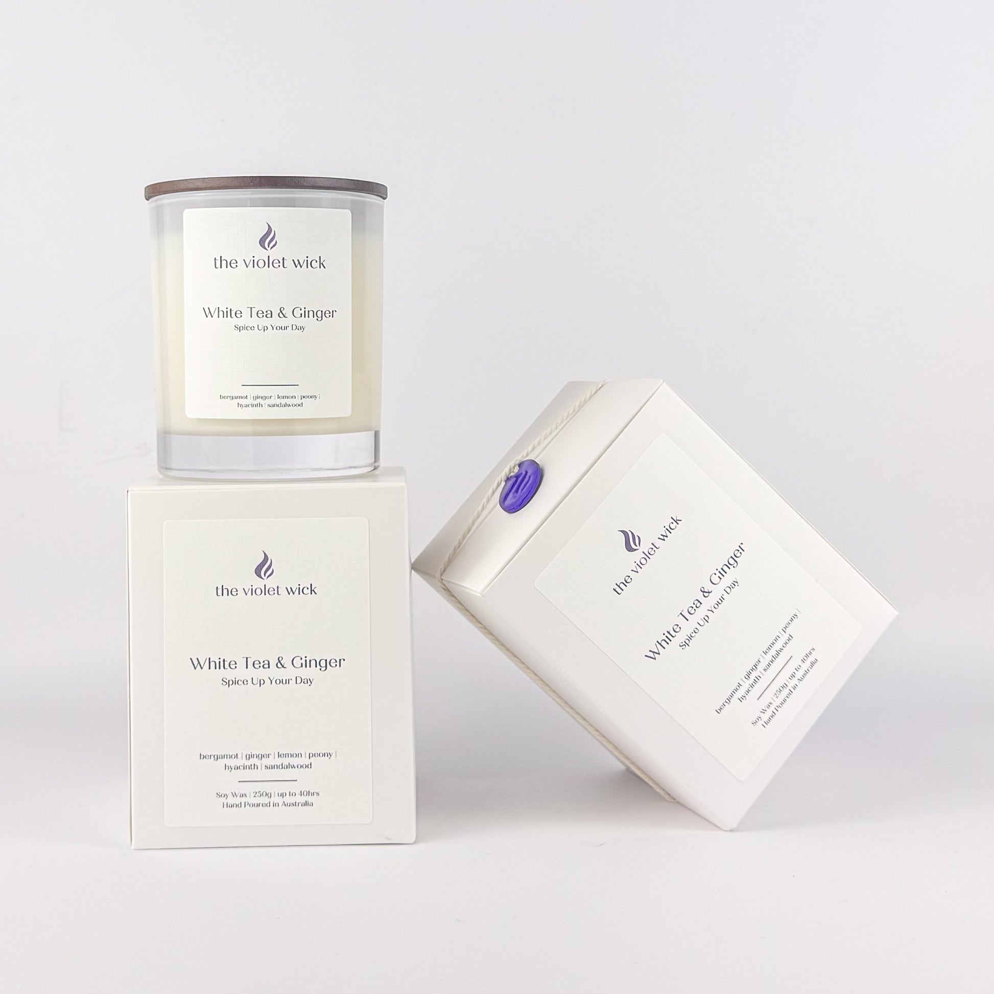 White Tea & Ginger Soy Candle | bergamot, ginger, lemon, peony, hyacinth & sandalwood