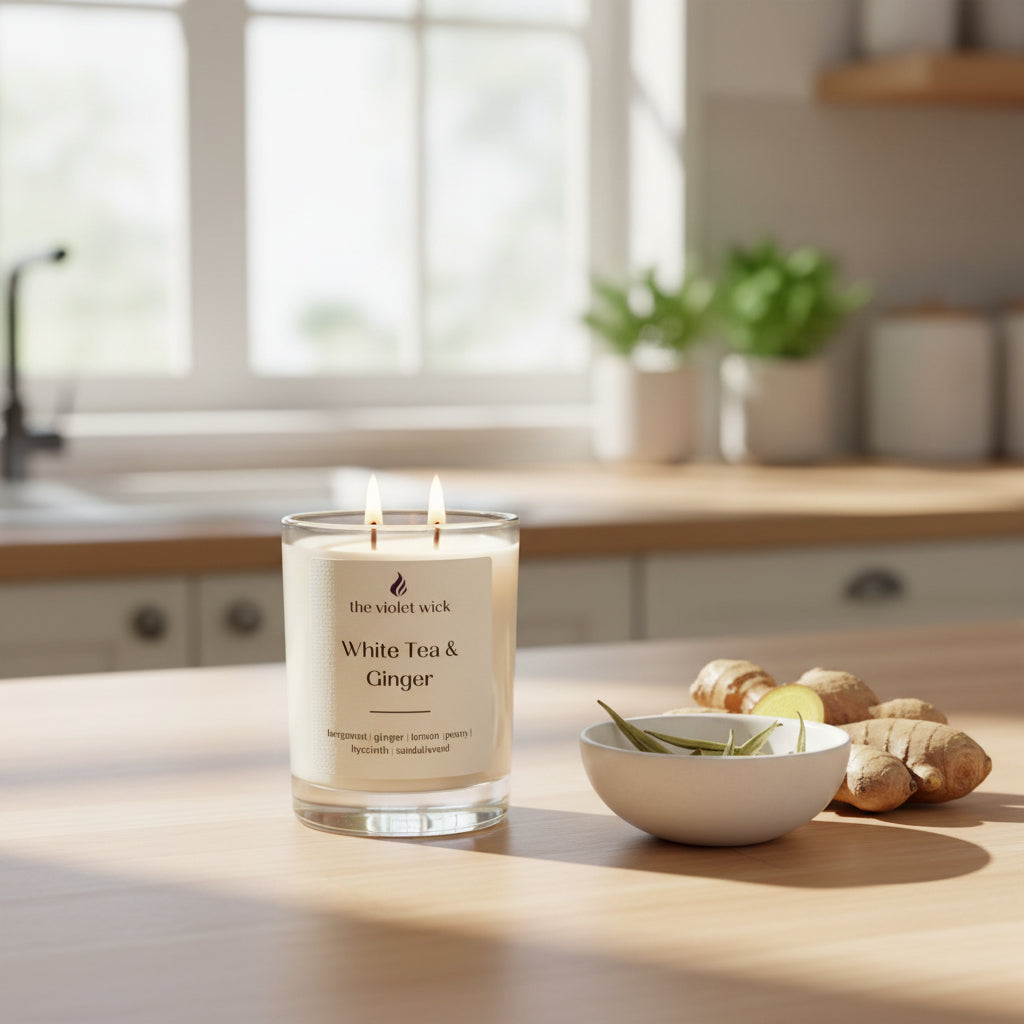 White Tea & Ginger Soy Candle | bergamot, ginger, lemon, peony, hyacinth & sandalwood